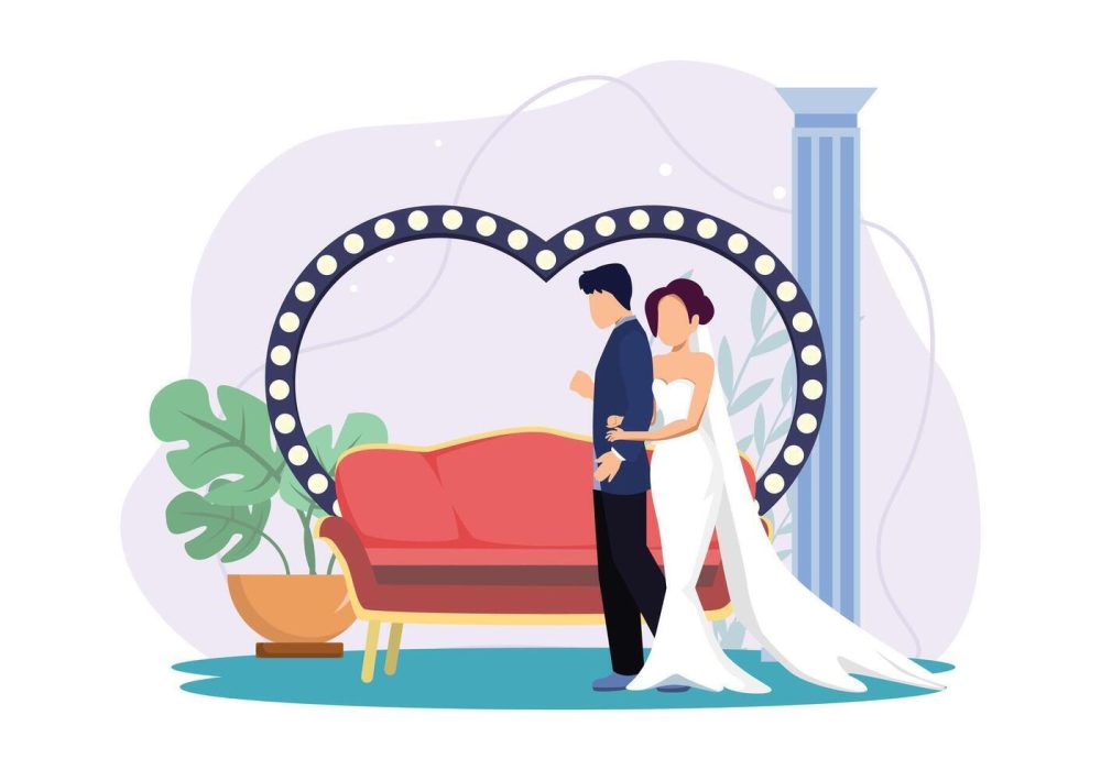 wedding-couple-flat-illustration-design-vector